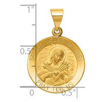 Load image into Gallery viewer, 14k Polished and Satin Sacred Heart of Mary Medal Hollow Pendant
