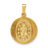 Load image into Gallery viewer, 14k Polished and Satin Miraculous Medal Hollow Pendant

