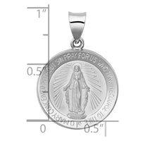 Load image into Gallery viewer, 14k White Gold Polished /Satin Miraculous Medal Hollow Pendant
