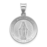 Load image into Gallery viewer, 14k White Gold Polished /Satin Miraculous Medal Hollow Pendant
