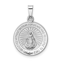 Load image into Gallery viewer, 14k White Gold Polished / Satin Miraculous Medal Hollow Pendant
