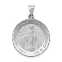 Load image into Gallery viewer, 14k White Gold Polished / Satin Miraculous Medal Hollow Pendant
