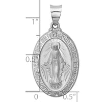 Load image into Gallery viewer, 14k White Gold Polished/Satin Miraculous Medal Hollow Pendant
