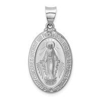 Load image into Gallery viewer, 14k White Gold Polished/Satin Miraculous Medal Hollow Pendant
