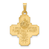 Load image into Gallery viewer, 14k Polished and Satin Four Way Medal Hollow Pendant
