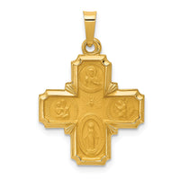 Load image into Gallery viewer, 14k Polished and Satin Four Way Medal Hollow Pendant
