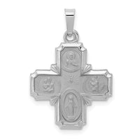 Load image into Gallery viewer, 14k White Gold Polished / Satin Four Way Medal Hollow Pendant
