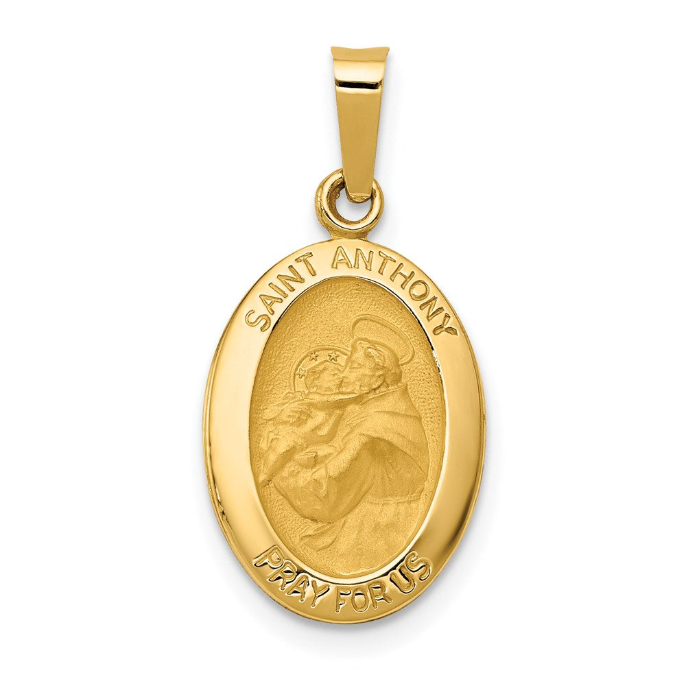 14k Polished and Satin St. Anthony Medal Hollow Pendant
