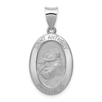 Load image into Gallery viewer, 14k White Gold Polished / Satin St. Anthony Medal Hollow Pendant
