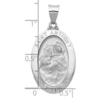 Load image into Gallery viewer, 14k White Gold Polished/Satin St. Anthony Medal Hollow Pendant
