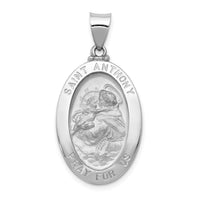 Load image into Gallery viewer, 14k White Gold Polished/Satin St. Anthony Medal Hollow Pendant
