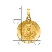 Load image into Gallery viewer, 14k Polished and Satin St. Barbara Medal Hollow Pendant
