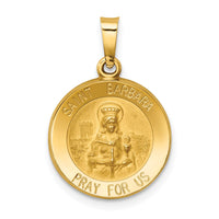 Load image into Gallery viewer, 14k Polished and Satin St. Barbara Medal Hollow Pendant
