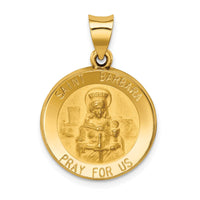 Load image into Gallery viewer, 14k Polished and Satin St. Barbara Medal Hollow Pendant
