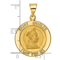 Load image into Gallery viewer, 14k Polished and Satin St. Charles Medal Hollow Pendant
