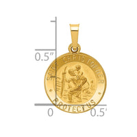 Load image into Gallery viewer, 14k Polished and Satin St. Christopher Medal Hollow Pendant

