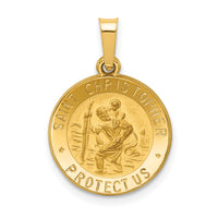 Load image into Gallery viewer, 14k Polished and Satin St. Christopher Medal Hollow Pendant
