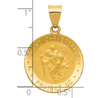 Load image into Gallery viewer, 14k Polished and Satin St. Christopher Medal Hollow Pendant
