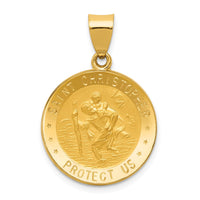 Load image into Gallery viewer, 14k Polished and Satin St. Christopher Medal Hollow Pendant
