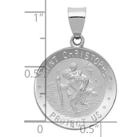 Load image into Gallery viewer, 14k White Gold Polished/Satin St Christopher Medal Hollow Pendant

