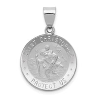 Load image into Gallery viewer, 14k White Gold Polished/Satin St Christopher Medal Hollow Pendant
