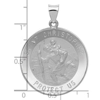 Load image into Gallery viewer, 14k White Gold Polished/Satin St Christopher Medal Hollow Pendant

