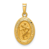 Load image into Gallery viewer, 14k Polished and Satin St. Christopher Medal Hollow Pendant
