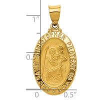 Load image into Gallery viewer, 14k Polished and Satin St. Christopher Medal Hollow Pendant
