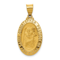 Load image into Gallery viewer, 14k Polished and Satin St. Christopher Medal Hollow Pendant
