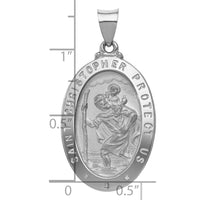 Load image into Gallery viewer, 14k White Gold Polished/Satin St Christopher Medal Hollow Pendant
