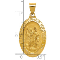 Load image into Gallery viewer, 14k Polished and Satin St Christopher Medal Hollow Pendant
