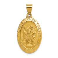 Load image into Gallery viewer, 14k Polished and Satin St Christopher Medal Hollow Pendant
