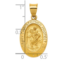 Load image into Gallery viewer, 14k Polished and Satin St Christopher Medal Hollow Pendant
