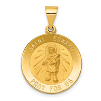 Load image into Gallery viewer, 14k Polished and Satin St Edward Medal Hollow Pendant
