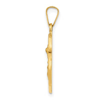 Load image into Gallery viewer, 14k Polished and Satin St Michael Badge Medal Hollow Pendant
