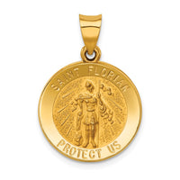 Load image into Gallery viewer, 14k Polished and Satin St Florian Medal Hollow Pendant
