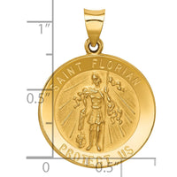 Load image into Gallery viewer, 14k Polished and Satin St Florian Medal Hollow Pendant
