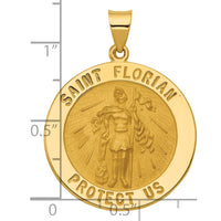 Load image into Gallery viewer, 14k Polished and Satin St Florian Medal Hollow Pendant
