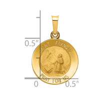 Load image into Gallery viewer, 14k Polished and Satin St Francis Medal Hollow Pendant
