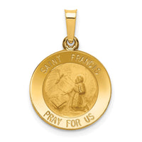 Load image into Gallery viewer, 14k Polished and Satin St Francis Medal Hollow Pendant
