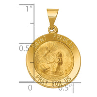Load image into Gallery viewer, 14k Polished and Satin St Francis Medal Hollow Pendant
