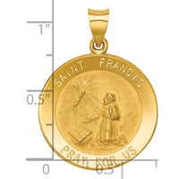 Load image into Gallery viewer, 14k Polished and Satin St Francis Medal Hollow Pendant
