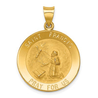 Load image into Gallery viewer, 14k Polished and Satin St Francis Medal Hollow Pendant
