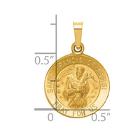 Load image into Gallery viewer, 14k Polished and Satin St Francis of Assisi Medal Hollow Pendant
