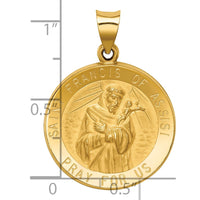 Load image into Gallery viewer, 14k Polished and Satin St Francis of Assisi Medal Hollow Pendant
