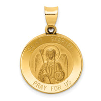 Load image into Gallery viewer, 14k Polished and Satin St Gabriel Medal Hollow Pendant
