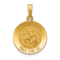 Load image into Gallery viewer, 14k Polished and Satin St George Medal Hollow Pendant
