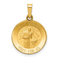 Load image into Gallery viewer, 14k Polished and Satin St Gerard Medal Hollow Pendant
