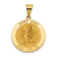 Load image into Gallery viewer, 14k Polished and Satin St John Medal Hollow Pendant
