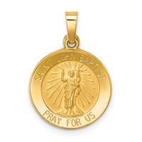 Load image into Gallery viewer, 14k Polished and Satin St John Baptist Medal Hollow Pendant
